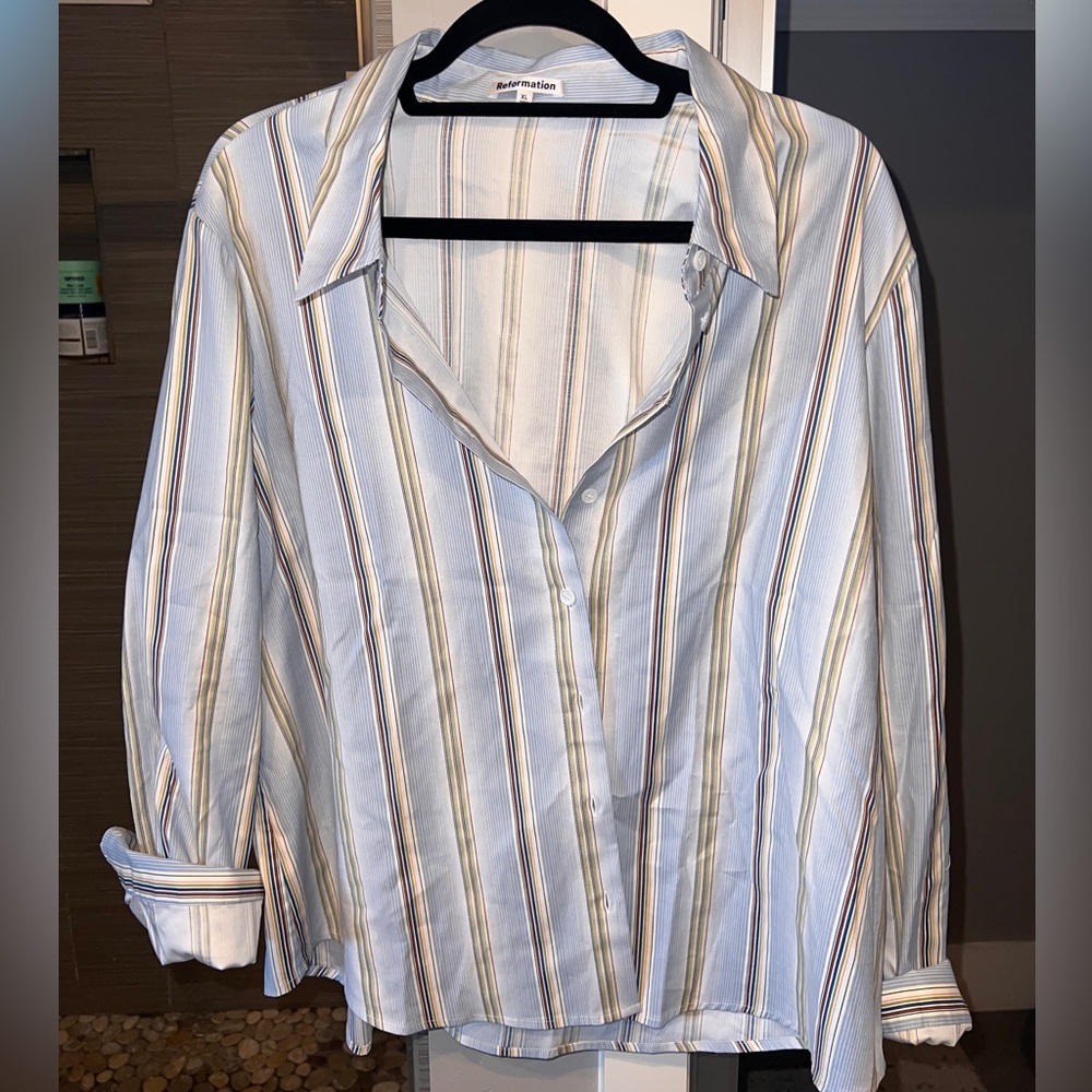 Sky Relaxed button down reformation top